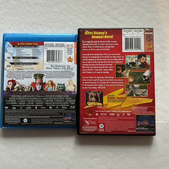 Disney Blue Ray Alice In Wonderland (Johnny Depp) and DVD Bolt ( John Travolta) - Picture 4 of 4